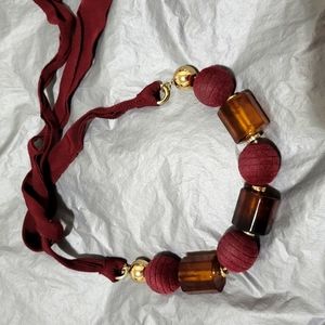 Ann Taylor Factory Burgundy and Gold Necklace